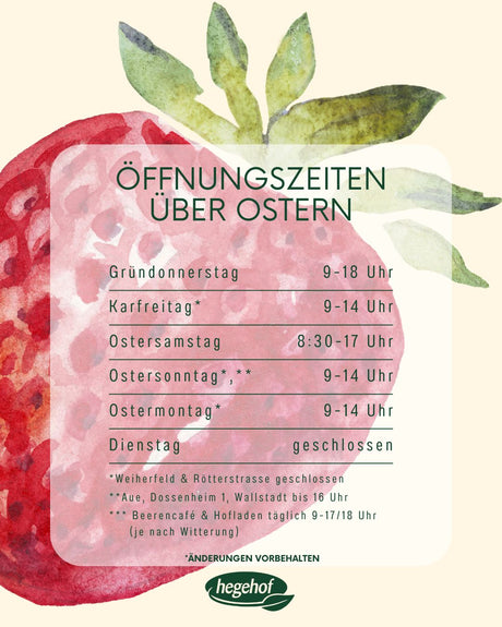 Geöffnete Verkaufsstände ab 1. April 2026 und Ostern