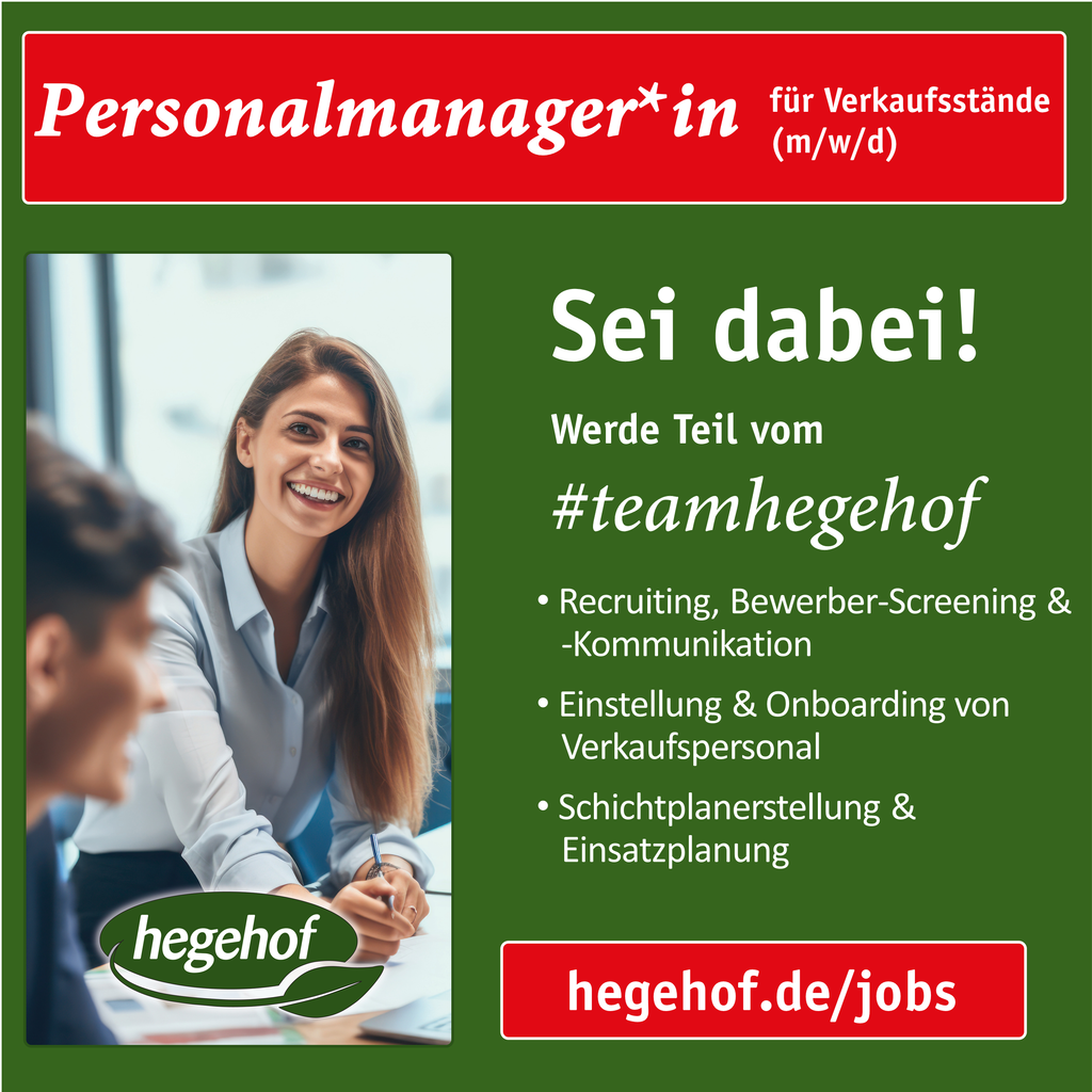 Werde Teil von #teamhegehof - Personalmanager*in für unsere Verkaufsstände (m/w/d)