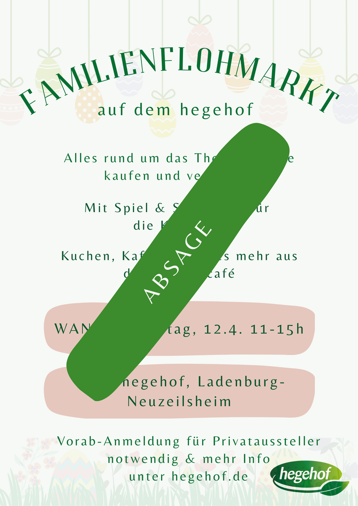 ABSAGE - 1. hegehof-Familienflohmarkt am Samstag, 12.4.